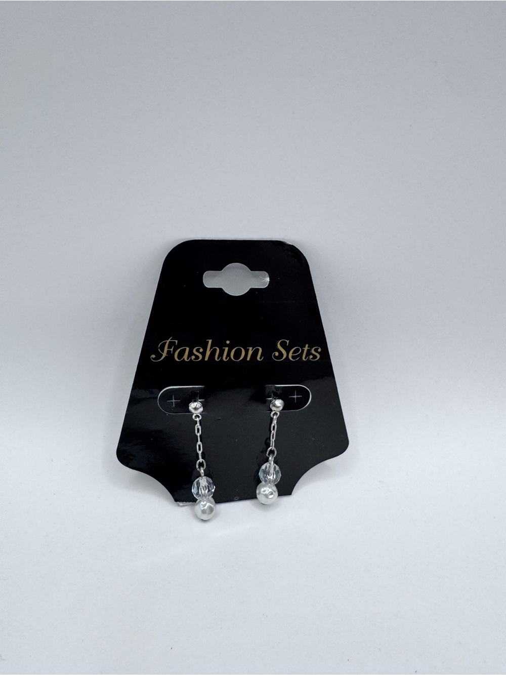 Fashion Sets Silver Chain Drop Earrings with Clear Crystal and Pearl